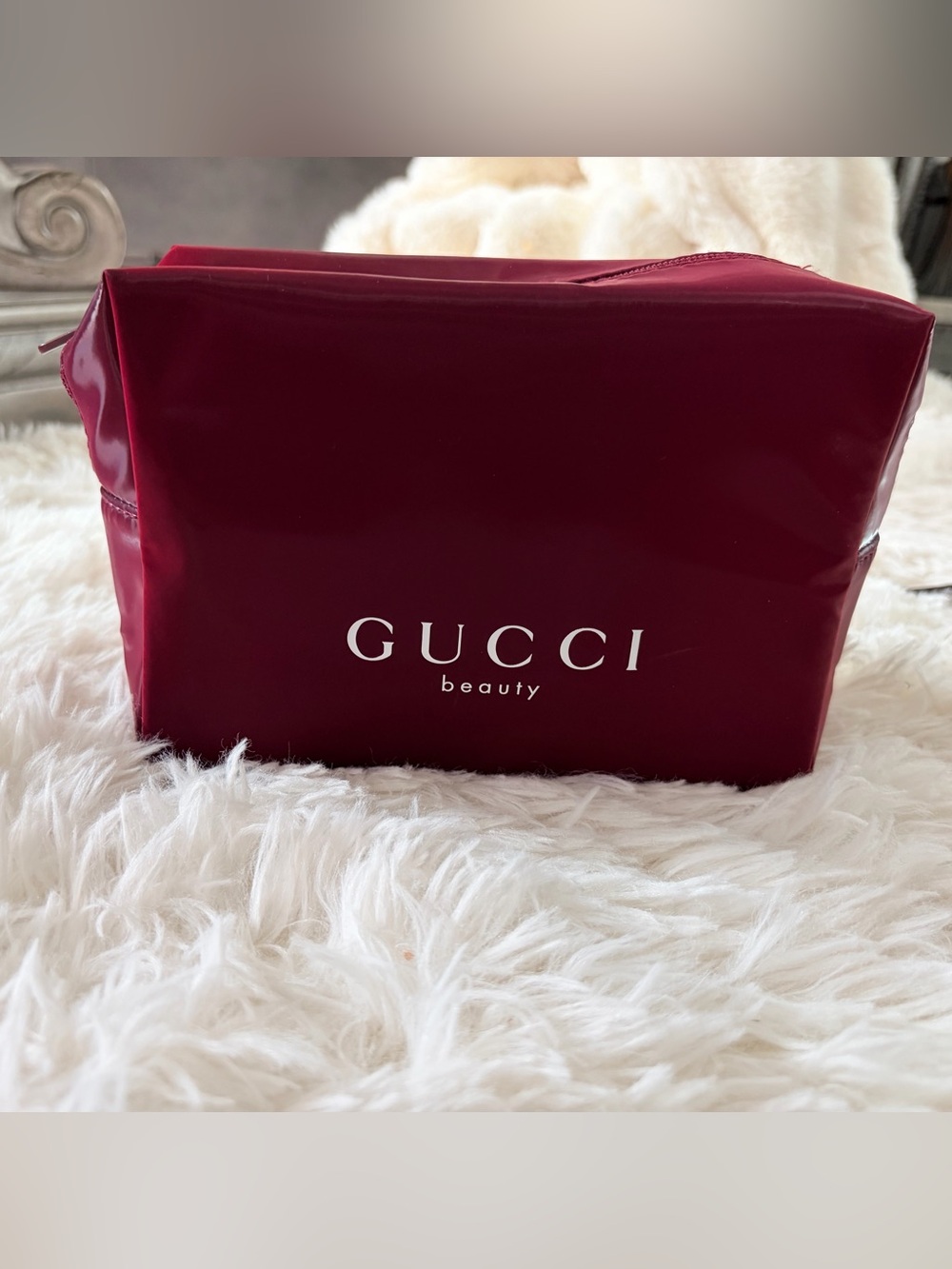 Gucci Beauty Glossy Wine-Red Cosmetic Pouch